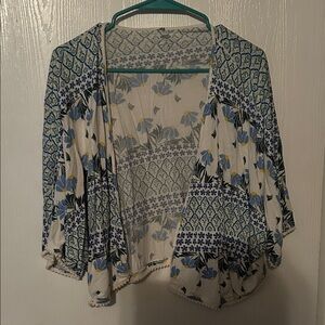 Old Navy Blue and Green Floral Cardigan
